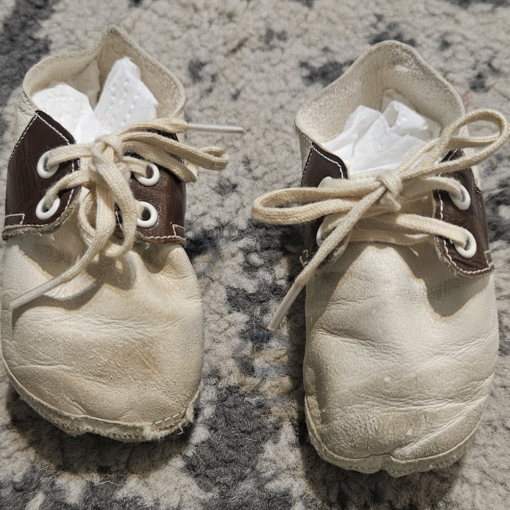 Vintage Cream and Brown Kids Sneakers
